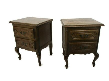 Pair Couple Vintage Nightstands End tables Dresser 50s Vanity Cabinets Louis XVI style