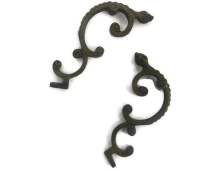 2 pcs Antique Cast Brass Furniture Trim Chandelier Arms Parts Hardware Ornate Reclaimed Beautiful