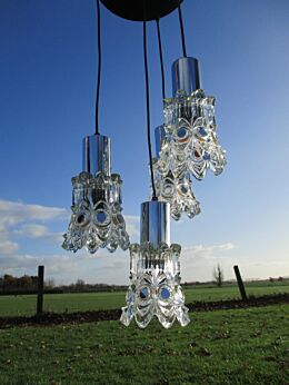 Raak Modern Mid Century Chandelier Crystal Chalice Shades Stunning Rare