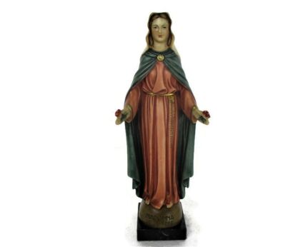 Statue Virgin Mary Our Lady Madonna delle Rose Resin Faro Polychrome HTF Collector 11.61"