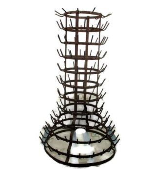 XL French Antique Champagne Wine Bottle Drying Rack 11 tier Rustic HTF
