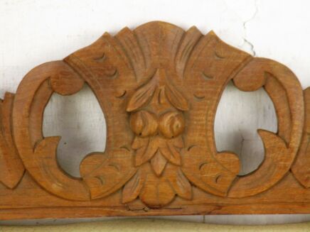 Hand Carved Wood Pediment Ornate Overdoor Architectural Reclaimed 35.43"