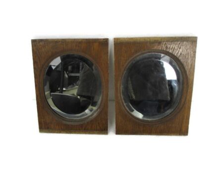 two Beveled Glass Mirrors framed Vintage Wooden Frame