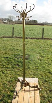 Ornate Antique Coat Hat Rack Hall Tree Stand Floor Brass
