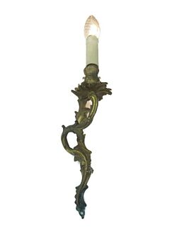 Vintage Ornate Brass Wall Mounted Sconce Light Lamp Rococo Style Tested Working