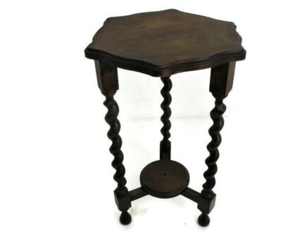 Barley Twist Wood Side Occasional Wine Table Pedestal Plant Stand 2 Tier Barn Country style 20.47"