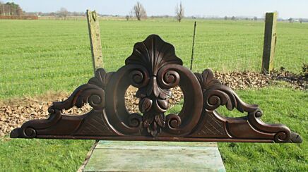 Antique Hand Carved Pediment Ornamental Overdoor Architectural Oak