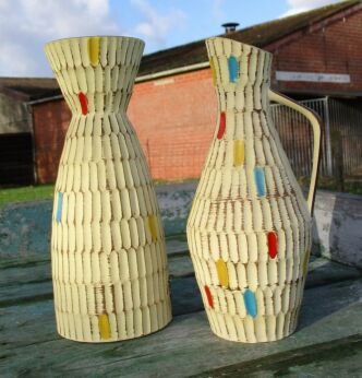 2 Facet Multi Color Vases Ceramic Mid Century 50s West Germany Lovely Couple