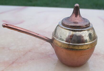 Vintage Miniature Pan with lid Doll House Brass Copper for Doll House or collectible