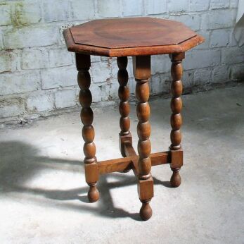 Twisted Wood Small Side Table Pedestal Plant Stand Vintage Square top 17.71"