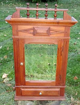 Antique French Medicine Bathroom Cabinet Beveled Glass Mirror Drawer