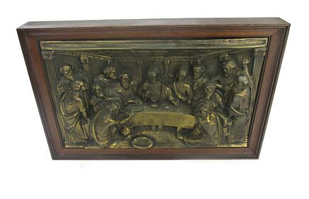 High Relief Brass  gorgeous Framed  Jesus Christ Last Supper Iconic