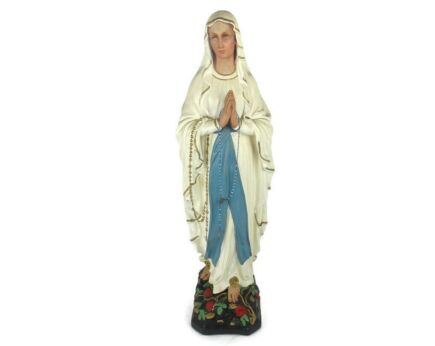 Large Monastry Chapel Statue Virgin Mary Madonna Our Lady of Lourdes  Plaster France 34.25"