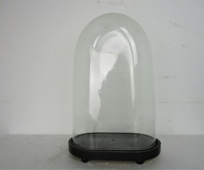 Antique Victorian Oval Hand Blown Glass Globe Dome Doll Clock 18.5" H 12"W 6.65"