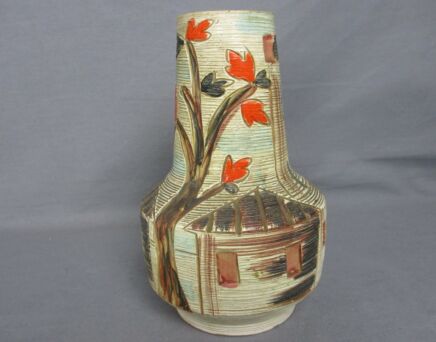 Italian Gambone Style Vase Art Pottery Retro Pop art Mid Century Modern Modernist Funky Ceramic Handpainted Textured