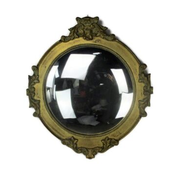 Ornate Convex Mirror Wood Gold Gilded Ornate Giltwood regency Style