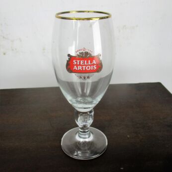 Stella Artois Belgian Brewery Beer Chalice Tulip Goblet Glass Gold Rim 40 cl