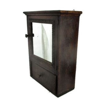 Vintage Wooden Kitchen Apothecary Bathroom Wall Cabinet Mirror Drawer