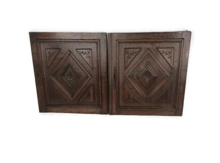 Pair French hand Carved Wood Oak Door Panels Reclaimed Architectural  Antique Large