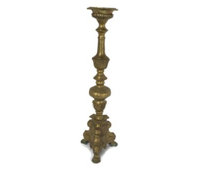 Antique Candle Holder Candle stick Church  Chapel Altar Monastery Brass Gothic Lion Feet  