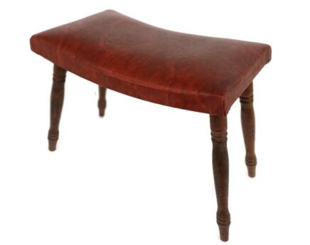 Vintage Footstool Ottoman  Foot Rest  Wooden Legs Faux Leather Modernist Funky