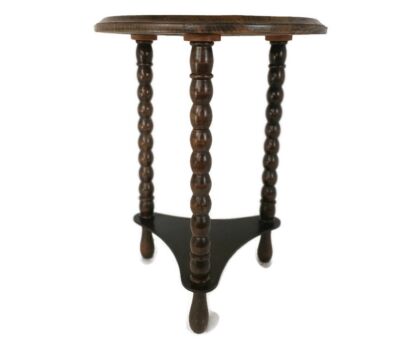 Larger Side table Pedestal Plant stand Two tier Hand Carved Wood Modernist Two tier Hobnails