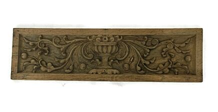 Antique French hand Carved Wooden Door Panel Pediment Reclaimed Architectural Flower Basket 