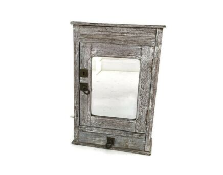 Antique Medicine Apothecary Cabinet Beveled glass Painted White, Barn Farmhouse style