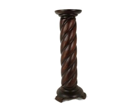 Large Hand carved Wood Barley Twist  Farmhouse Country Barn Style T  Side Display Table Pedestal  Plant Stand Small 60s