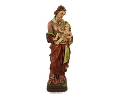 Statue Saint Joseph Protector of Homes Infant Jesus Statue Rare Collector Polychrome 