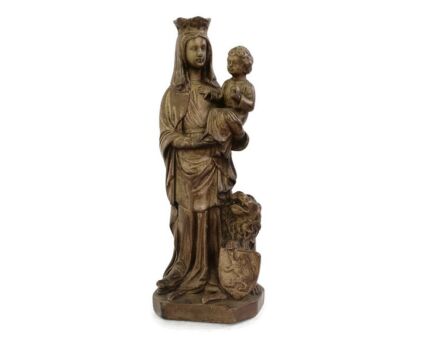 Gothic Statue Virgin Mary Madonna Notre Dame of Flanders Dragon Lion Plaster