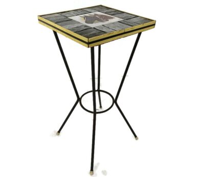 Vintage Side Table Plant stand Ceramic Tiles Horses  Funky Wrought Iron