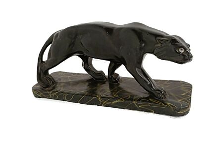 Black Panther  Plaster  Statue Figurine  Sculpture Art Deco Antique 