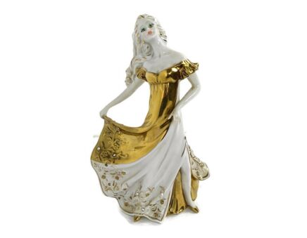 Gorgeous Lady Vintage Capodimonte Porcelain  White Gold Porcelain Crystal  Signed