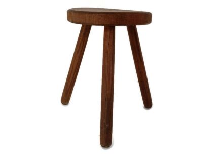 Vintage Hand Carved wood Tripod Milking Stool Pedestal Table Pedestal Barn Country style