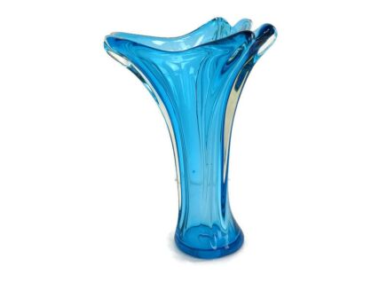 Art Glass Large Vase Blue Gorgeous Italian Murano Vintage 