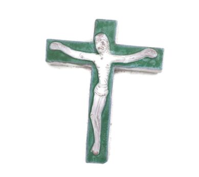 Mid Century Modern Ceramic Crucifix Hand Made Belgium era Amphora 