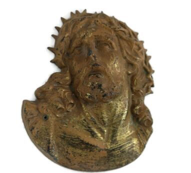 Heavy Brass  Wall hanging  Jesus Christ  Head of Thorns Plaque Gorgeous Antique
