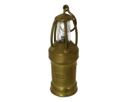 Antique authentic Miner Davy Safety Lamp Brass   table lamp 