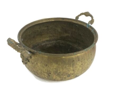 Antique Large Hammered Brass Bowl Dish Planter Flower pot Country farmhouse Style Gothic