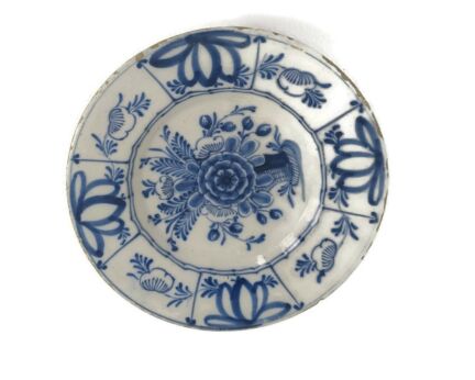 19th Century Delft Wall hanging Charger Plate Blue White Antique  Small Collector 