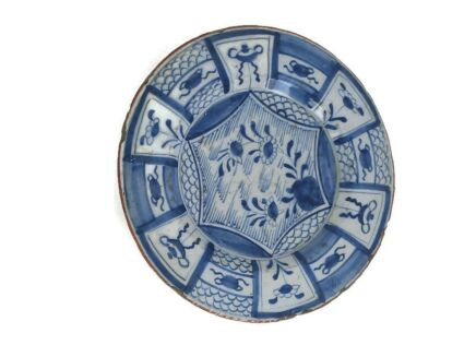 18th century bristol  Wall hanging Charger Plate Blue White Antique Small Collector 1733