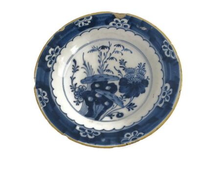 19th Century Delft Wall hanging Charger Collector Plate Blue White Antique  Delftware 