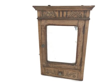 Apothecary Bathroom Medicine Kitchen Cabinet Wood  Beveled glass Antique Barn Style