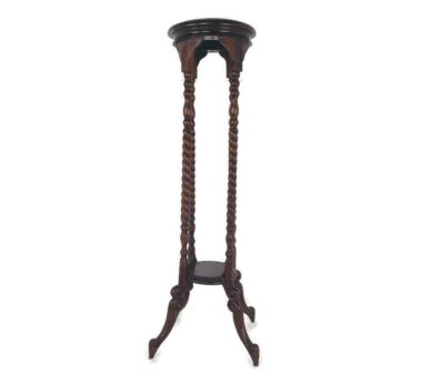 Vintage Barley Twist Carved wood Pedestal Display Side Table Plant Stand 2 Tier 4 Stems Gorgeous  