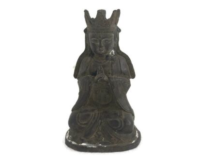  Buddha Statue Sitting Faux Brass Spelter Feng Shui  Temple Vintage 30s  