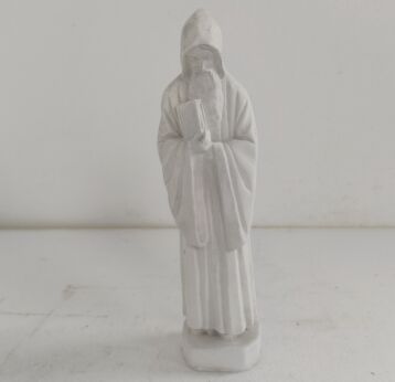 St Saint Benedict of Nursia  Bible Plaster HTF Gothic White Statue