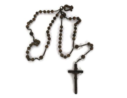Large Rosary Wooden Beads Wall Hanging Priest Nun Service Domino Crucifix Antique Gorgeous