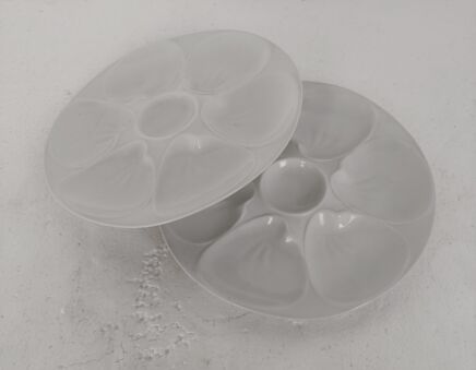 Set of 2 Oyster Plates Porcelain White Vintage Seafood Plates Stylish Bavaria Edelstein Germany