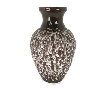 Large Vintage West germany Flamed Brown Vase Ceramic Funky technique 